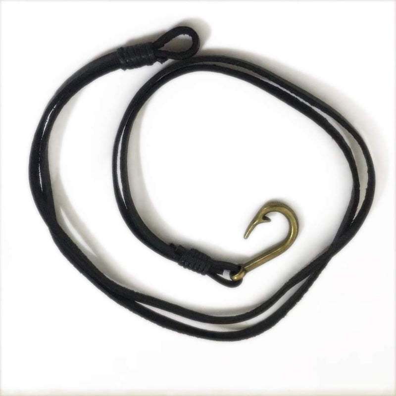 JOYID Caiyao Fish Hook Leather Wrap Braided Bracelet Multi-layer Handwork Punk style Fish Clasp Bracelet for Men- Black 2 - Image 2